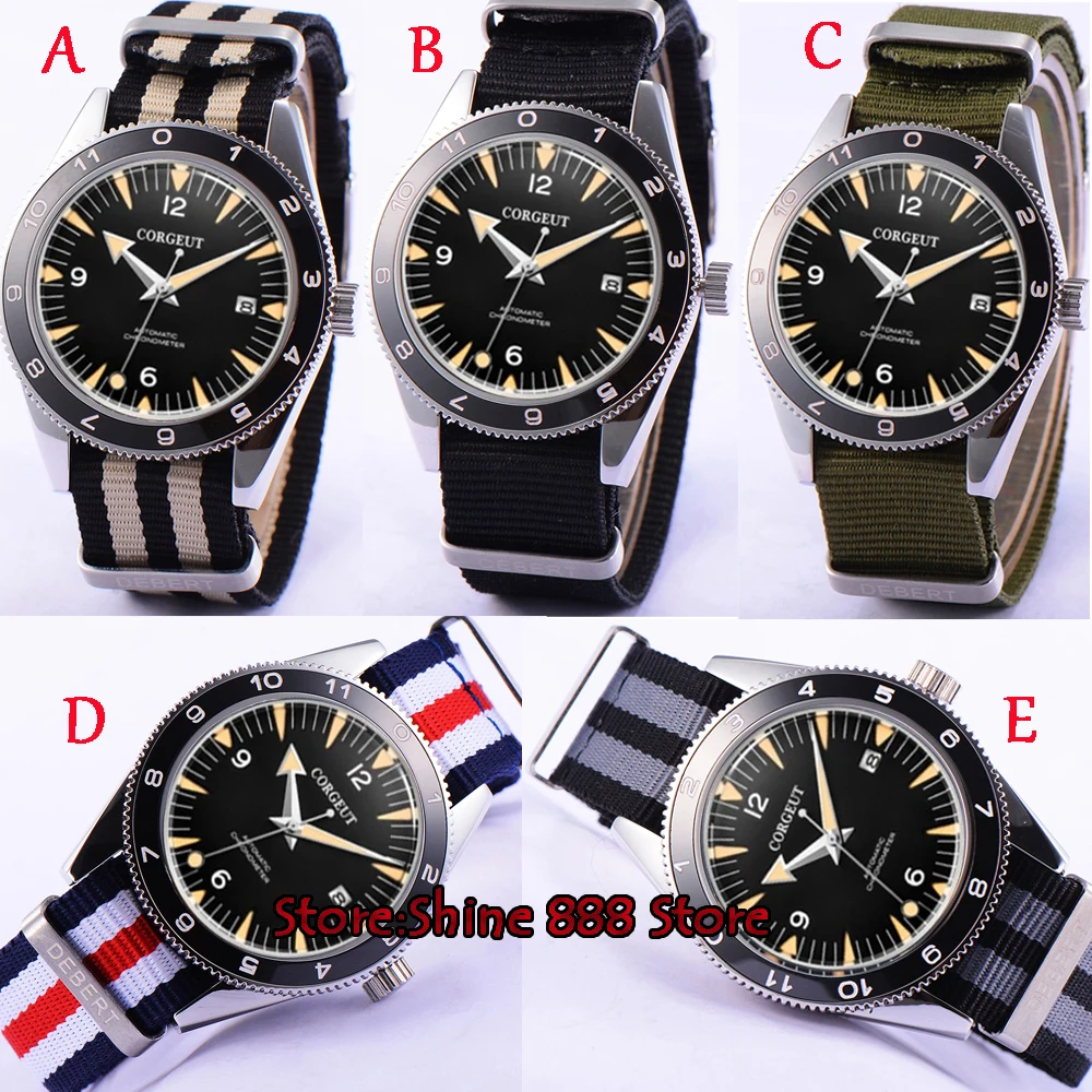 

41MM CORGEUT black dial luminous ceramic bezel miyota Automatic mens Watch Luxury Brand Top Mechanical Watches