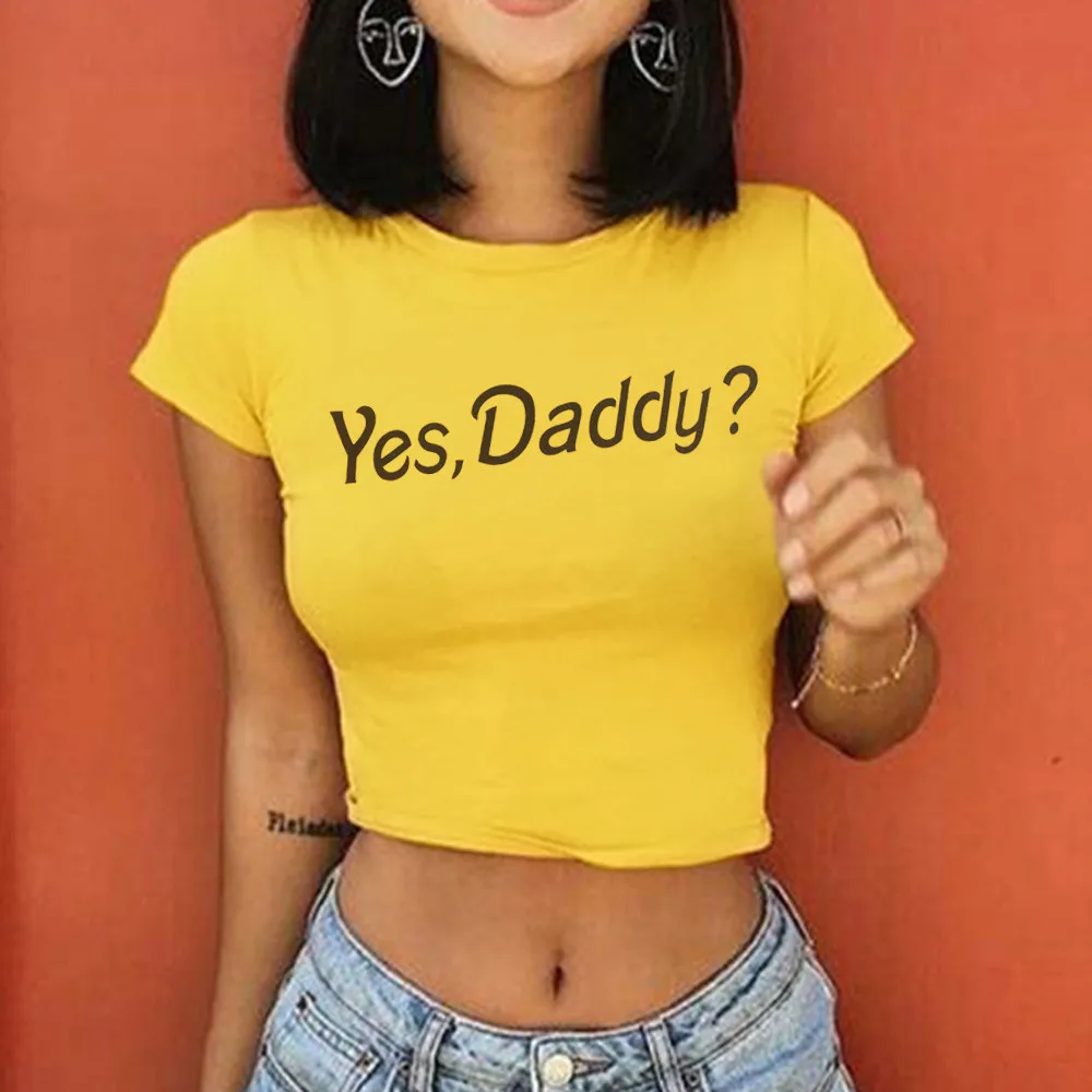 Yes Daddy? Женская футболка с коротким рукавом винтажный|Футболки| |