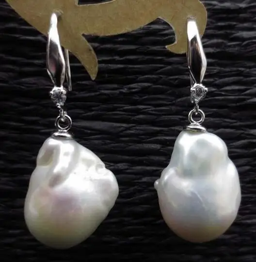 

baroque 12-13mm nucleated genuine freshwater pearl earring 925 silver