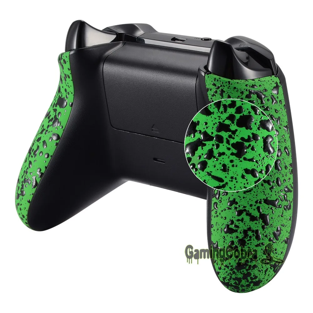 eXtremeRate Textured Green Back Panels Non-slip Side Rails 3D Splashing Handles for Xbox One X &amp S Controller | Электроника