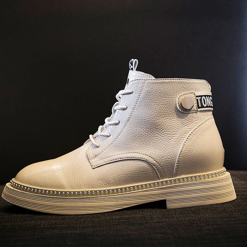 Толстая подошва из лакированной кожи в западном стиле botines на шнуровке с