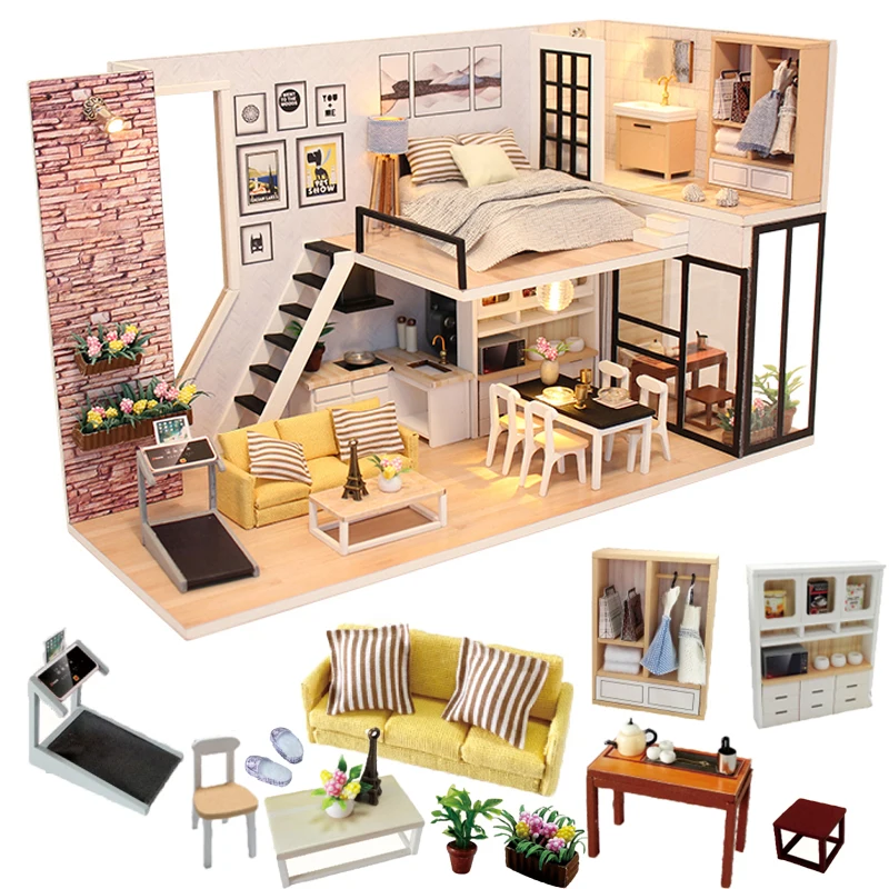 

Кукольный домик Cutebee, миниатюрная мебель «сделай сам», миниатюрный дом, комнатная коробка, театр, игрушки для детей, наклейки, кукольный доми...