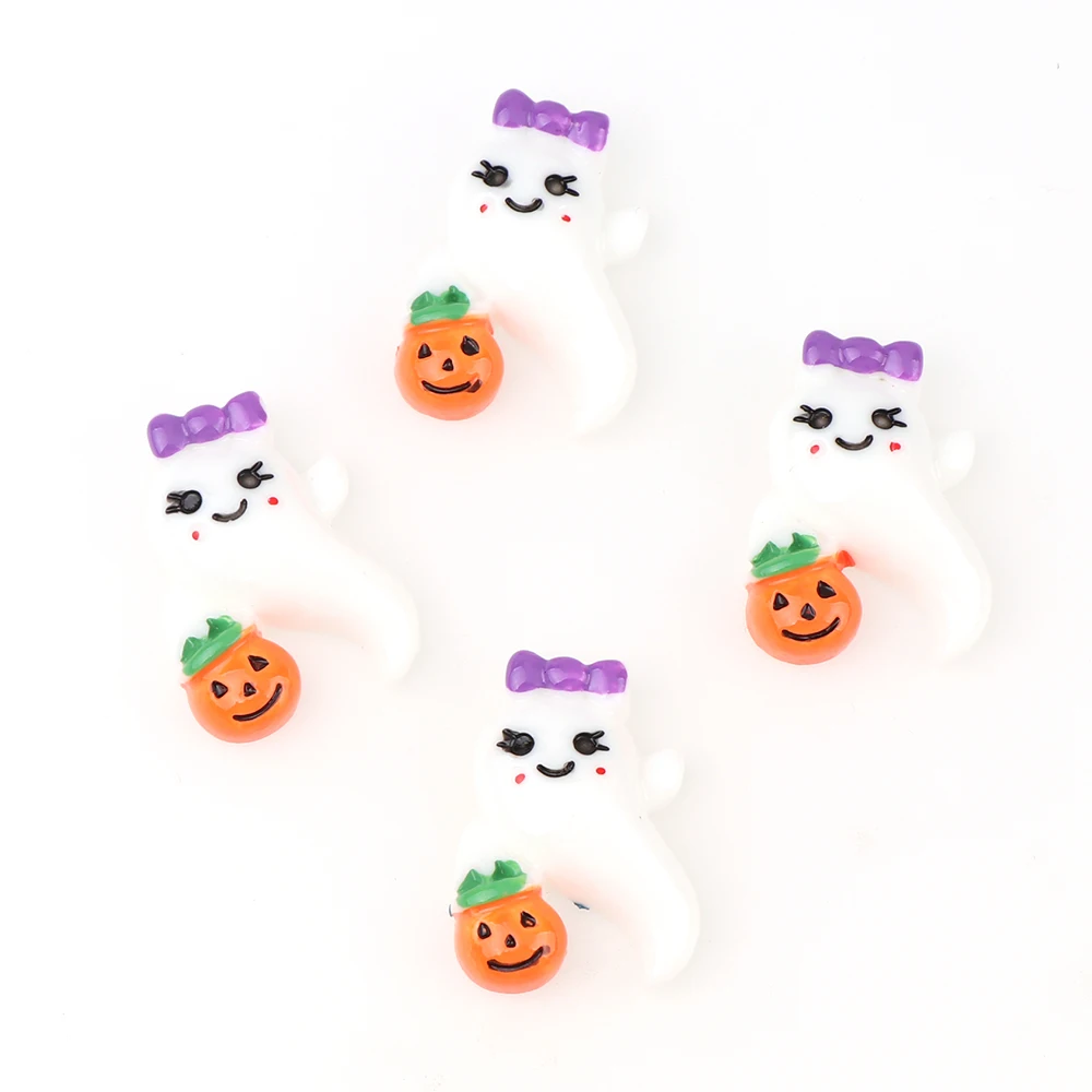 10 шт Ghost Boo Girly Baby w/Тыква Хэллоуин кабошоны смолы плоские спинки Скрапбукинг бант