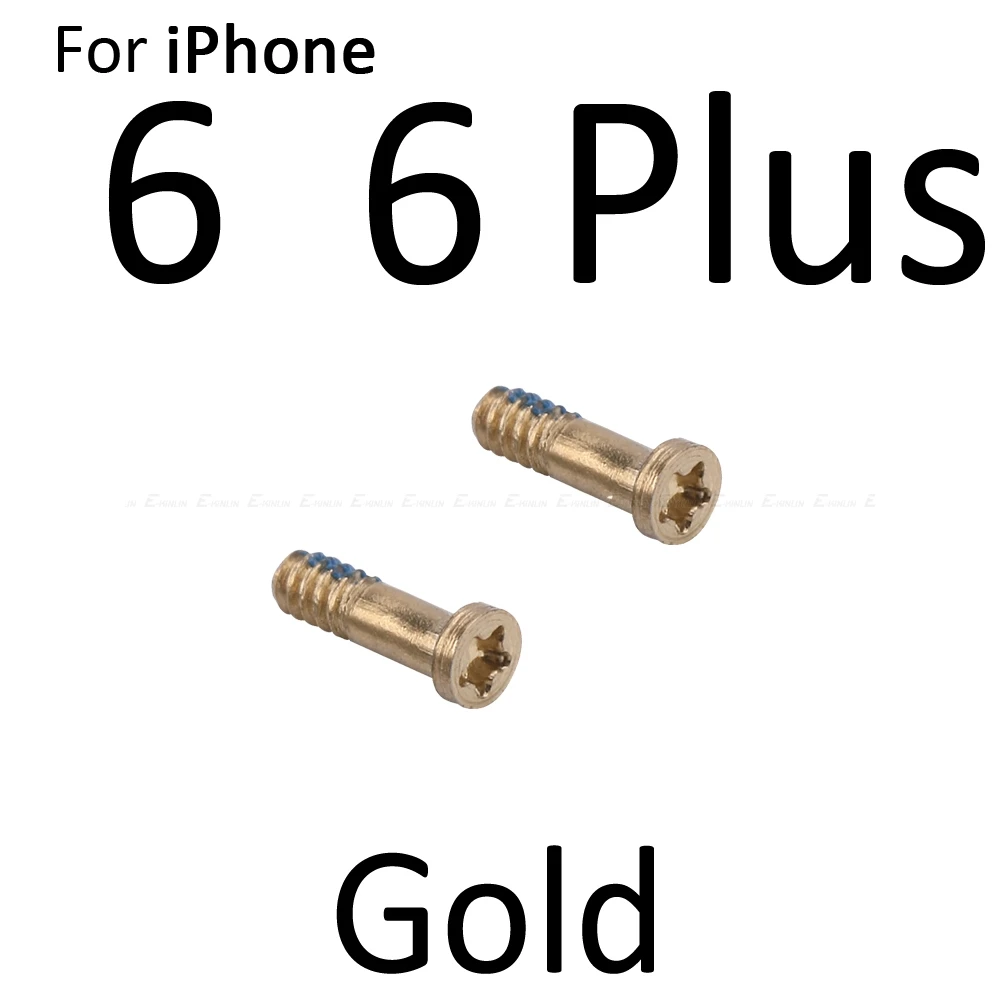 10 компл. Нижний винт Набор для iPhone 4, 4S, 5, 5S, SE, 6, 6 S, 7 Plus Винты Комплект болтов док-станция соединительные запчасти - Цвет: Gold 6 6 Plus