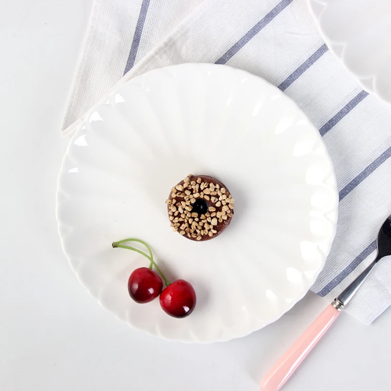 Посуда керамическая тарелка белая фарфоровая круглая 8 дюймов 7 4 шт. в комплекте