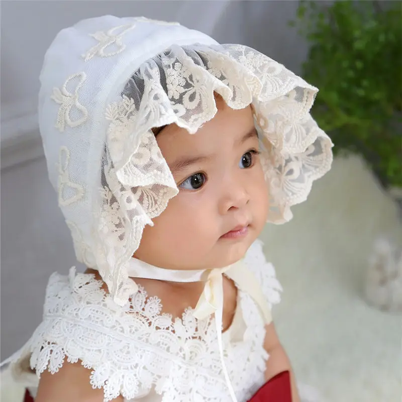 H862S White Bnaturalwell/Винтажный кружевной капор для малышей, нейтральный детский Чепчик для девочек, реквизит для фотосессии, летний хлопковый головной убор H862S - Color: H862S White