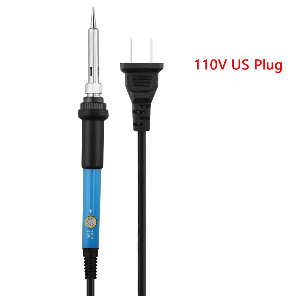 Blue US Plug Электрический паяльник Vastar с регулируемой температурой 220 В 110 В 60 Вт сварочная наладочная станция для пайки теплового карандаша 5 шт. наконечников - Цвет: Blue US Plug