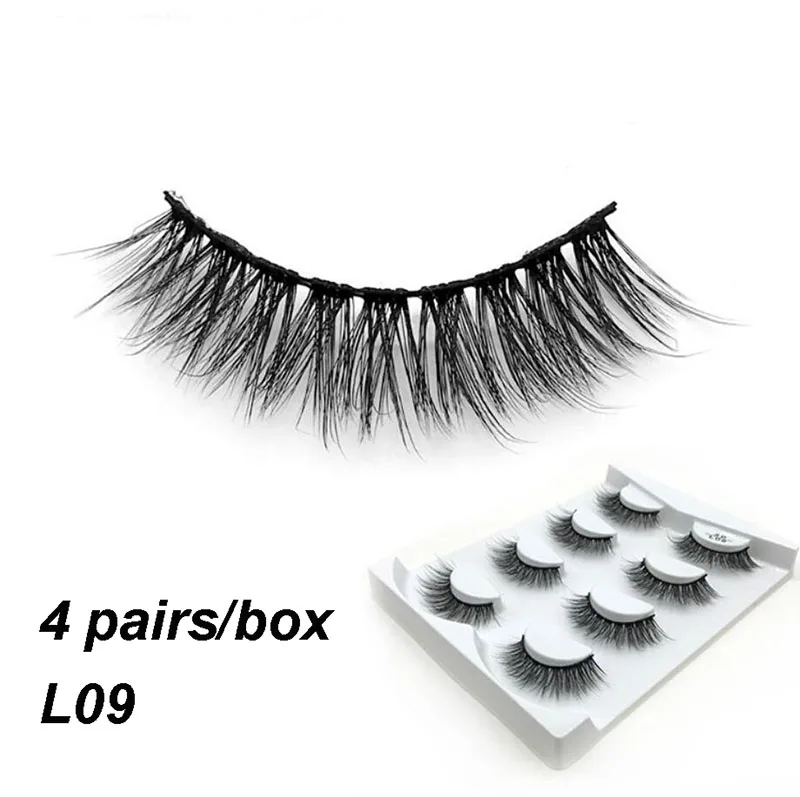 50pcs/box Wholesales 4 Pairs False Eyelashes 3D Mink Lashes natural handmade volume soft lashes long eyelash extension makeup | Красота и
