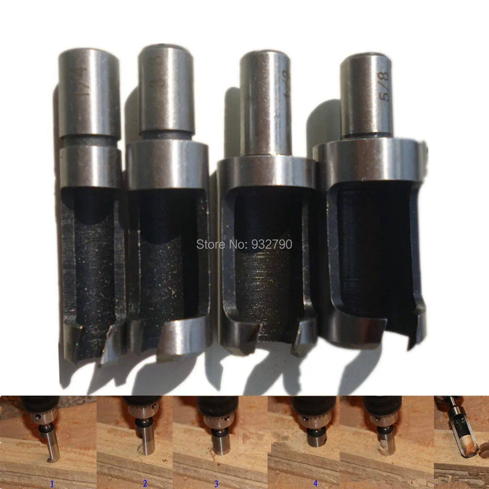 4 шт. Plug резак для дрели набор бит механические инструменты дерево шип резаки SIM