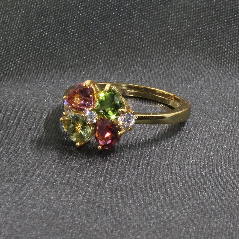 Женское серебряное кольцо с турмалином 925 для вечерние 4 шт. натуральным желтого и