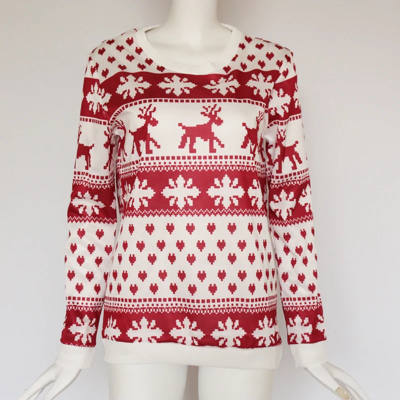 New Women Fawn Print Christmas Sweaters 2018 Lady Jumper Sweater Pullover Tops Coat Winter Ladies Warm Brief Clothing | Женская одежда