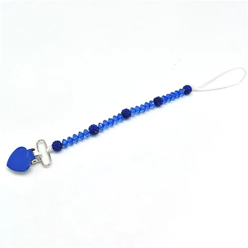 Royal Blue Хрустальные клипсы для соски держатель пустышки анти-папка пустышка Клип цепь Соска-пустышка держатель детский крючок для коляски подвесной ремень - Цвет: Royal Blue