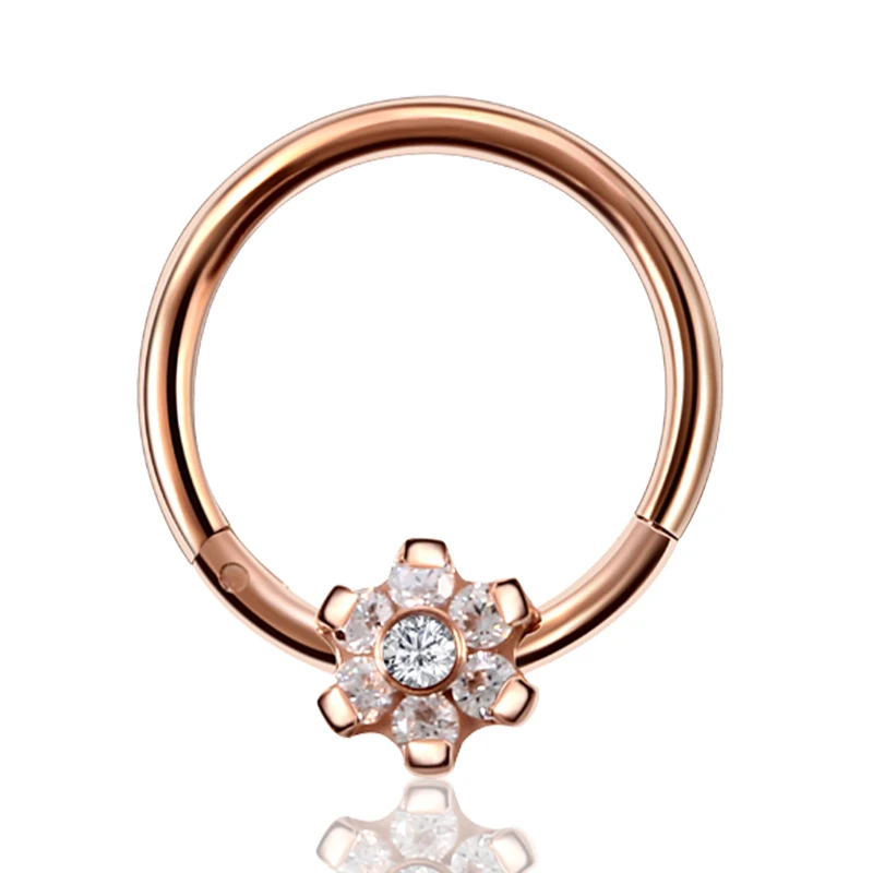 Rose gold 361L хирургическая сталь Розовое золото черный цвет мода титановый сегмент нос открытый обруч кольца перегородка Нос Пирсинг Украшения для тела - Окраска металла: Rose gold