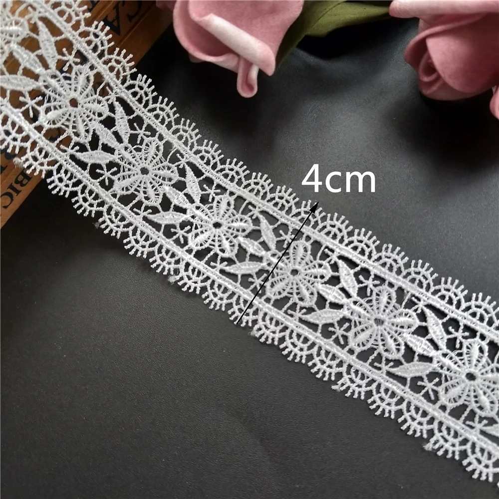 1 Meter 4cm White Polyester Crochet Tape Lace Edge Trim Ribbon Fabric Embroidered Applique Sewing Craft Wedding Dress Clothes | Дом и сад