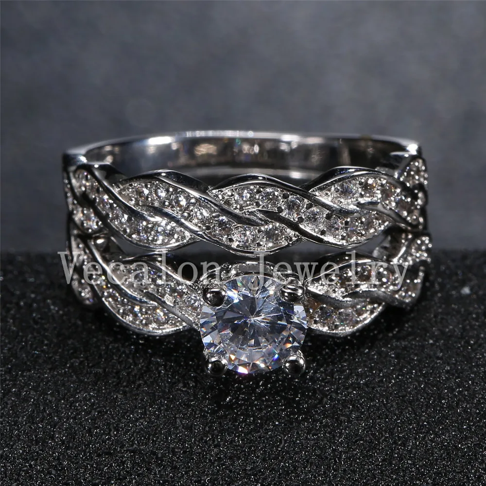 Женское Обручальное Кольцо Vecalon обручальное кольцо ручной работы с фианитом AAAAA 18