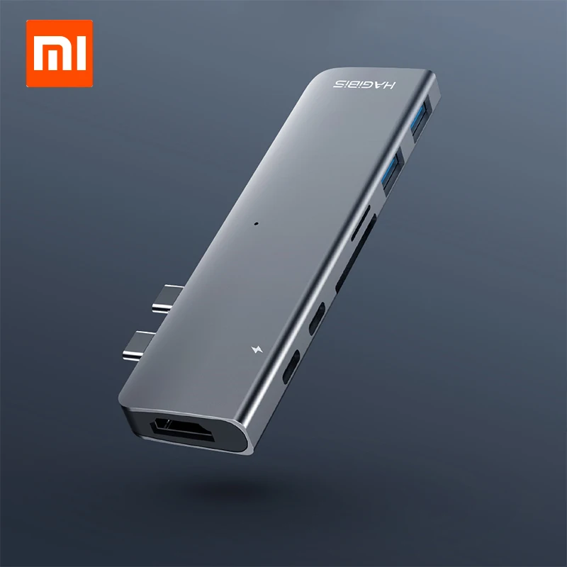 Адаптер для зарядки Xiaomi hagxiaomi USB Type-C 7 в 1 TF/SD/PD/2 USD 3 0/HUB HDMI зарядное устройство Macbook