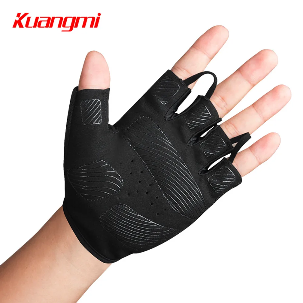 Kuangmi 1 пара перчатки для занятий тяжелой атлетикой фитнес с половиной пальца спортивные перчатки Нескользящие ладони силиконовый захват бодибилдинг тренажерный зал защита для рук