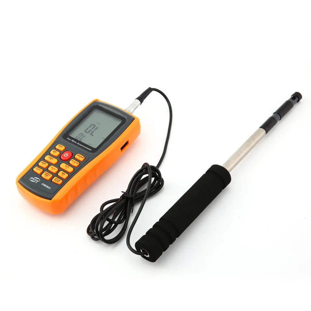 BENETECH GM8903 Портативный Hot Wire цифровой анемометр 0 ~ 30 м/с Air Температура метр 45C ветер