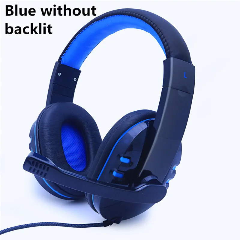 blue without backlit Игровые наушники, гарнитура, глубокий бас, стерео, с микрофоном, регулируемые, 3,5 мм, проводные, led, для компьютера, ноутбука, геймера, наушники - Цвет: blue without backlit