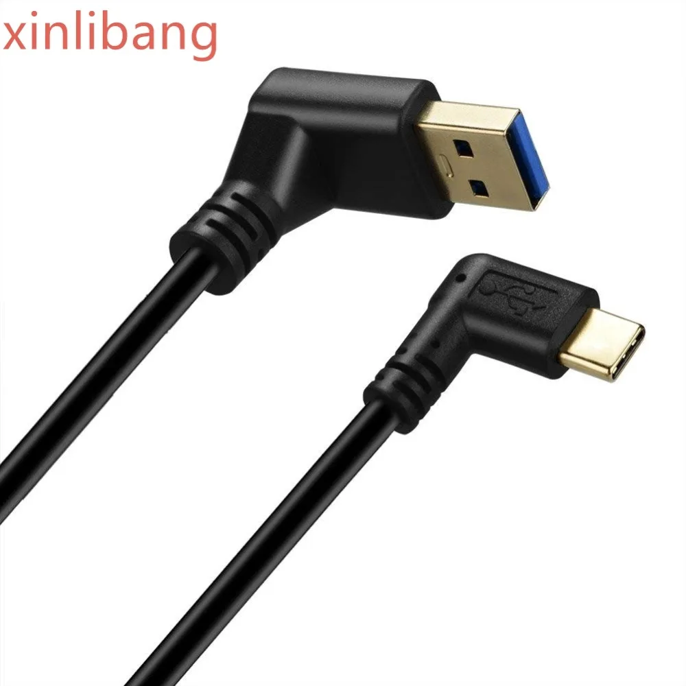 

Золотая пластина, правая и левая угловая 90 градусов USB 3,0 к Type C, Кабель-адаптер «Папа-папа»