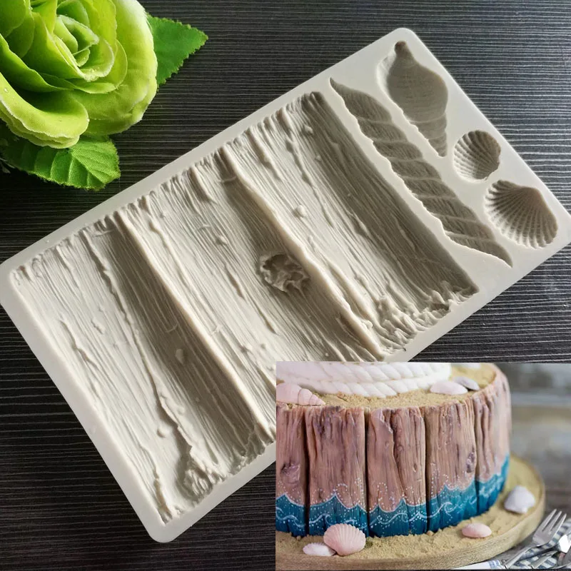 New Conch Wood Shaped Fondant DIY Cake Mold  Lace mould  Cake decoration tools