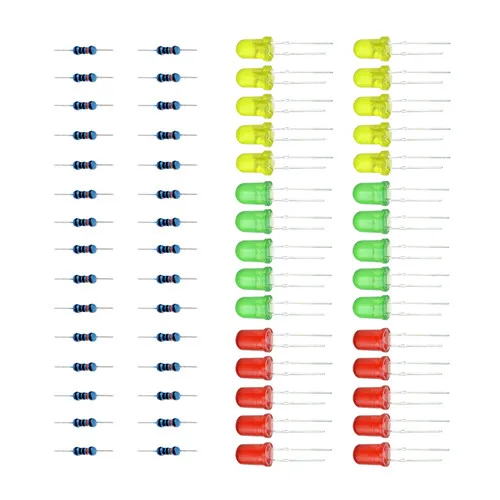 30pcs 3 Color Три цвета, красный, зеленый, желтый светодиодный светильник, экспериментальный светодиодный+ сопротивление для arduino Diy Kit - Цвет: 30pcs 3 Color
