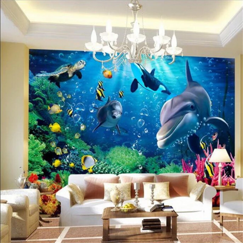 Пользовательские 3D стерео подводный мир морской рыбы гостиная детская ТВ 3d обои