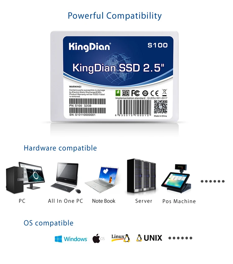 KingDian 2,5 SATA SATA2 внутренний SSD жесткий диск твердотельный диск SSD 32 ГБ-(S100-32 Гб