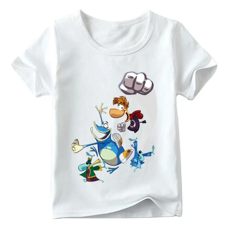 White I Детская футболка с принтом из мультфильма «Rayman Legends adventures» летняя белая футболка для маленьких девочек Повседневная забавная Одежда для мальчиков ooo5204 - Цвет: White I
