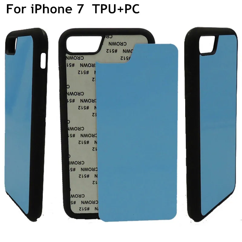 2D сублимационная пустая чехол для iPhone 7 8 ТПУ+ PC крышка алюминиевые вставки и клей 10 шт./партия