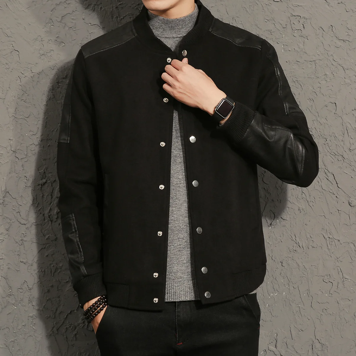 MRMT 2022 Brand Men's Woolen Jackets Men Splicing Overcoat for Male Coat Jacket Man Woollen Outer Wear Clothing | Мужская одежда