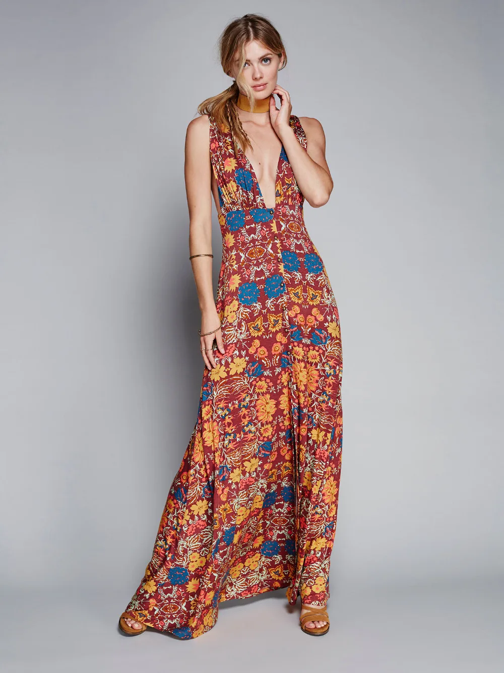 Бохо платье Для женщин рукавов Глубокий V Средства ухода за кожей шеи сексуальное