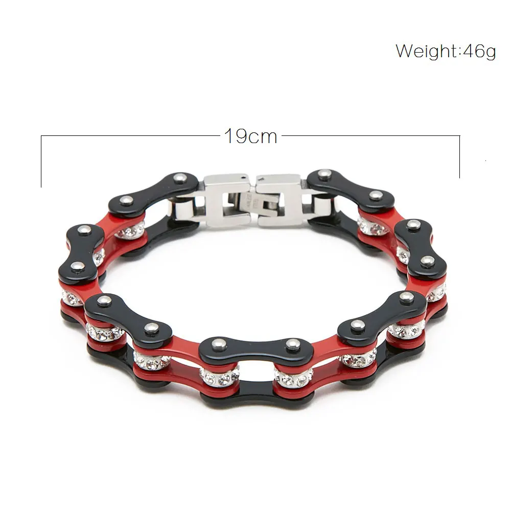 red-black Унисекс, модные байкерские браслеты, ювелирные изделия из нержавеющей стали, Мотоциклетная цепь, браслет, велосипедный браслет, звено, браслет - Окраска металла: red-black