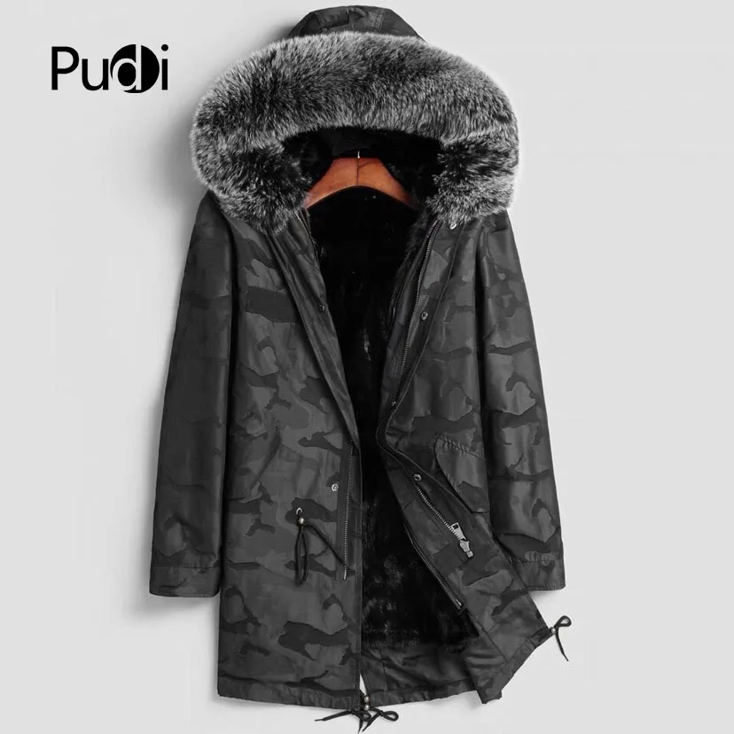 Мужская хлопковая парка PUDI MT8109 с подкладкой из натурального меха норки и
