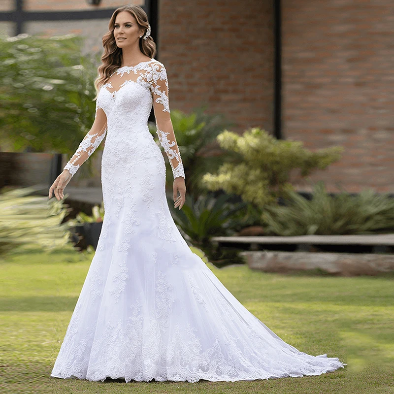 Vestido De Casamento кожи Тюль одежда с длинным рукавом сексуальное вечернее платье из
