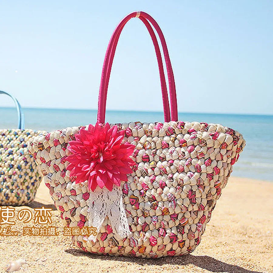 MLITDIS Summer one shoulder bag handbag hand-made woven grass green large capacity beach seaside holiday | Багаж и сумки