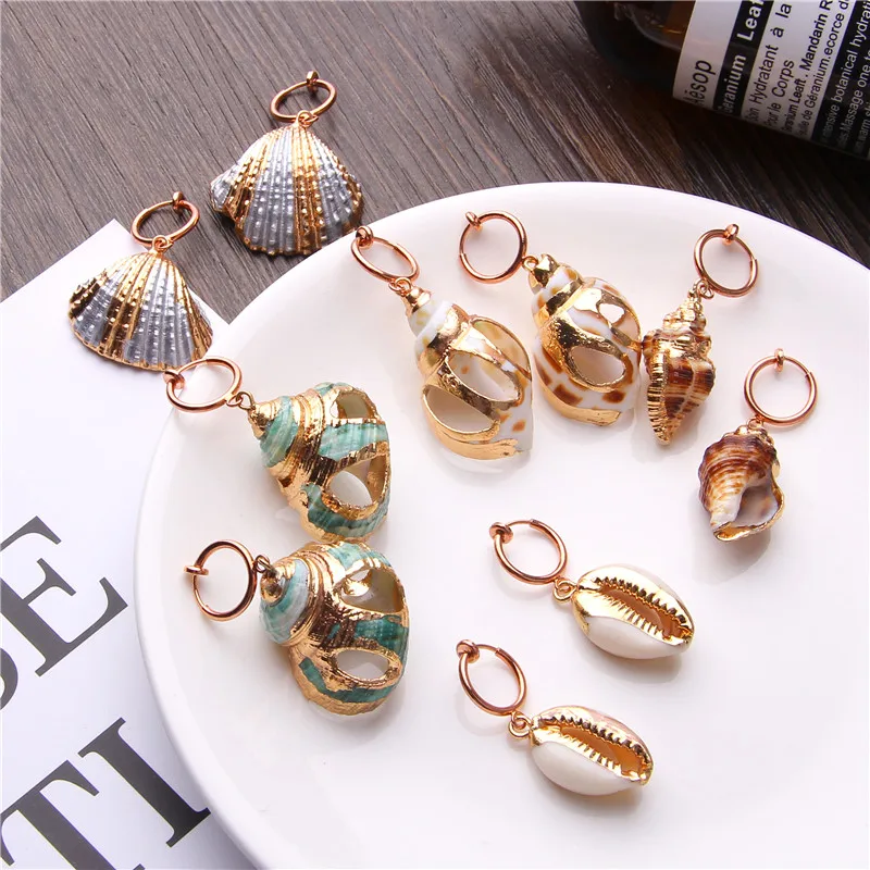 Серьги Cowrie в стиле бохо для женщин серьги подвески эффектные Висячие морская