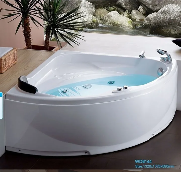 

Fiber glass Acrylic whirlpool bathtub Wall Corner MountedTriangular Apron Hydromassage Tub Nozzles Spary jets spa RS6144