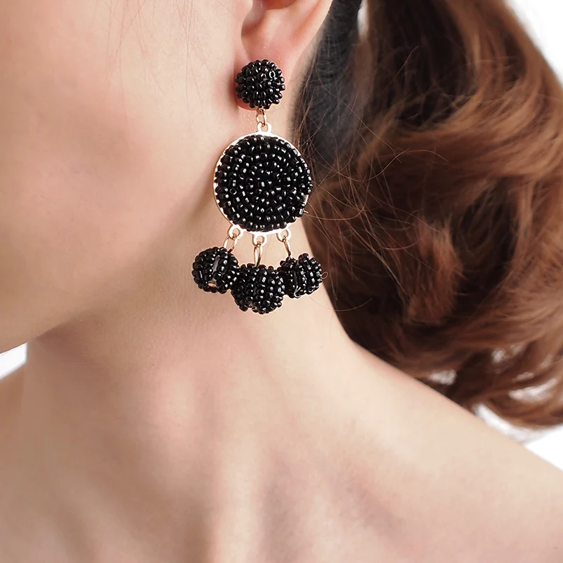 Женские серьги подвески MANILAI Boho из полимерных бусин круглые ручной работы