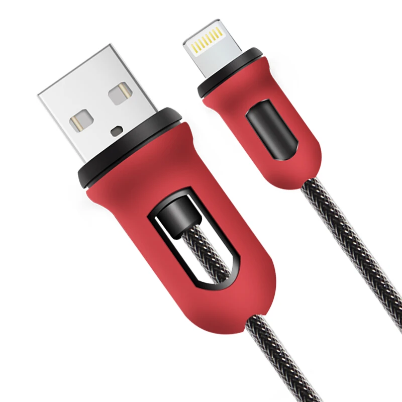 Кабель Snowkids 2 шт./лот для iPhone X 8 7 6 5 XR XsMax Warriors дизайн 1,5 м для быстрой зарядки Lightning-USB - Цвет: Красный