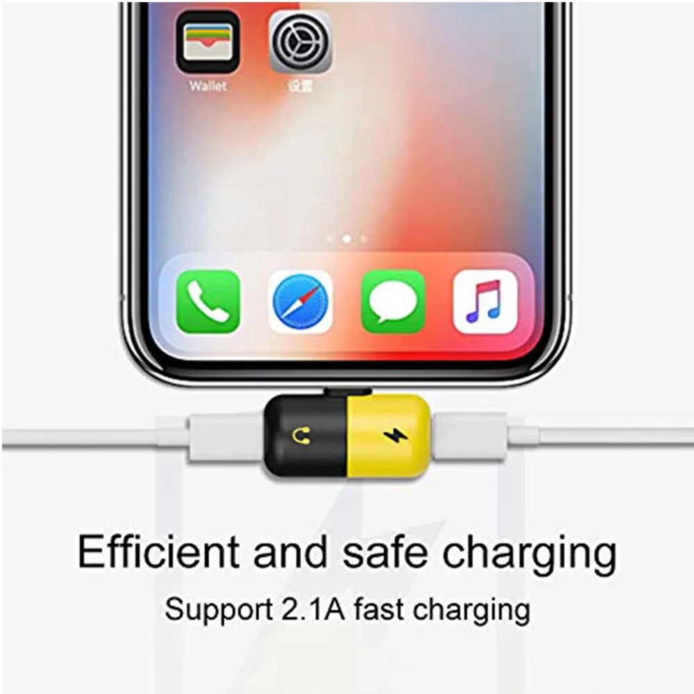 NYFundas 2 шт. двойной аудио зарядный адаптер для iPhone X 7 8 Plus 10 наушников конвертер USB