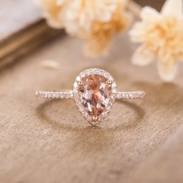 

HUITAN Luxury Wedding Anniversary Ring with Pear Shape Huge CZ Prong Setting Rose Gold Color Fashion Engagement Rings for Women