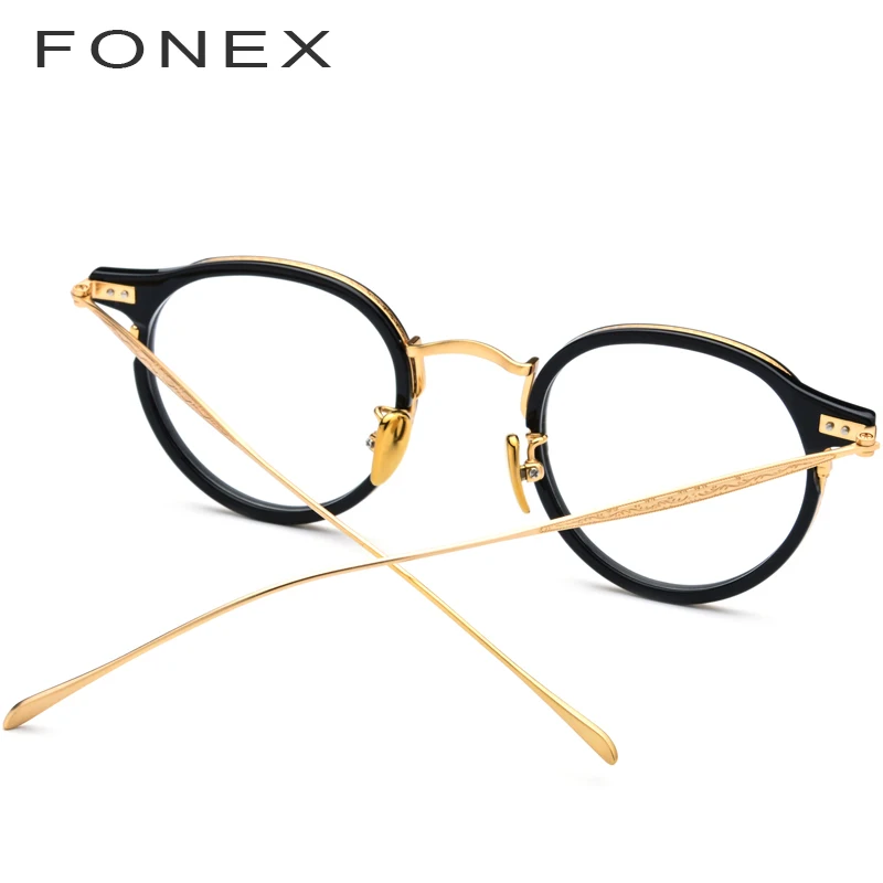 FONEX, титановые оптические очки, мужские винтажные круглые очки, оправа для женщин, Ретро рецепт, близорукость, ацетат, очки, 850