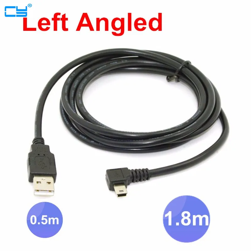 Кабель с разъемом USB 2 0 папа на мини-USB левый угол 90 градусов 5 м 1 8 50 см 180 для камеры