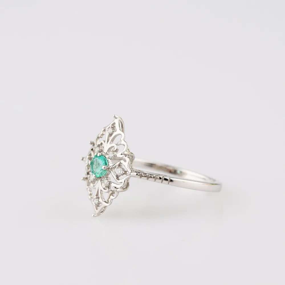 LASAMERO 0.18CT круглая форма натуральные изумрудные алмазные акценты арт деко