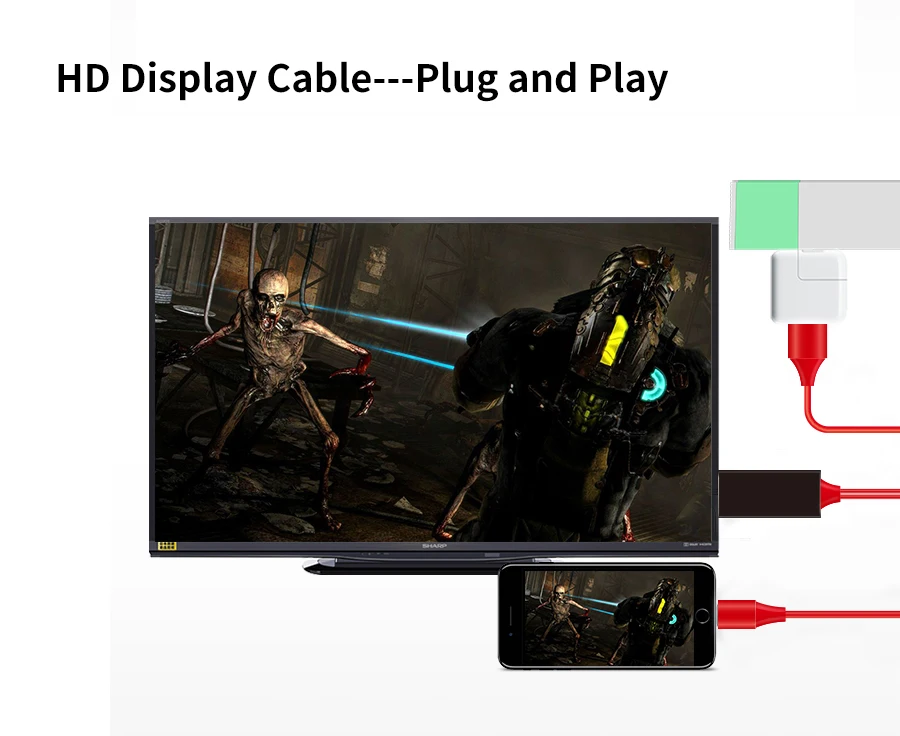 Кабель L7 1080P Full-HD HDMI для Iphone 7 8 6 plus HD tv micro Video конвертер Код для смартфон с USB tv Stick