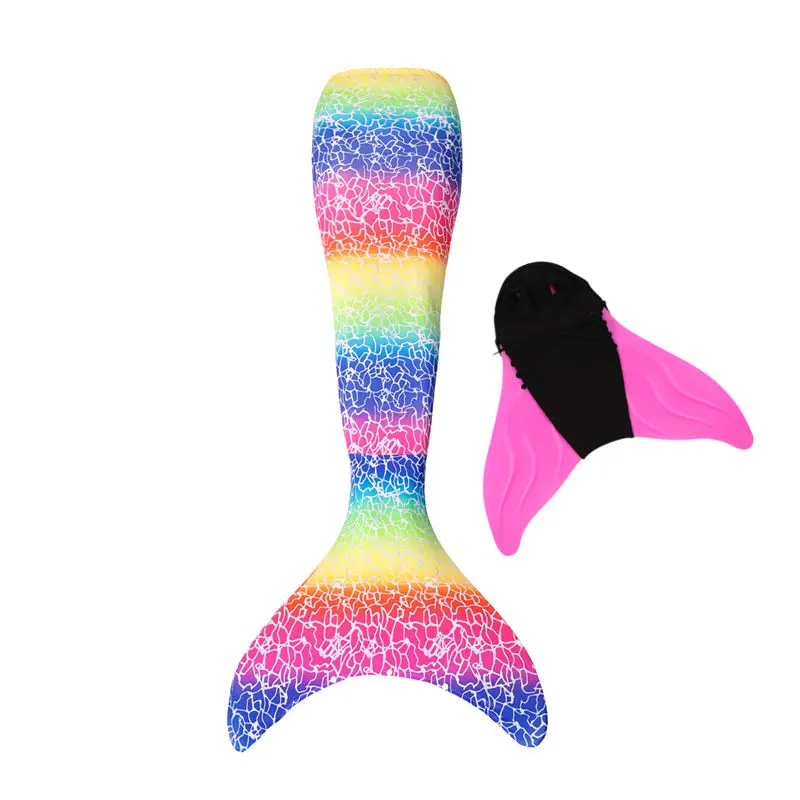 tail with fin colorf Детский Костюм Русалки для плавания и костюмированной вечеринки, Костюм Русалки с моноланом для девочек, плявечерние купальный костюм - Цвет: tail with fin colorf