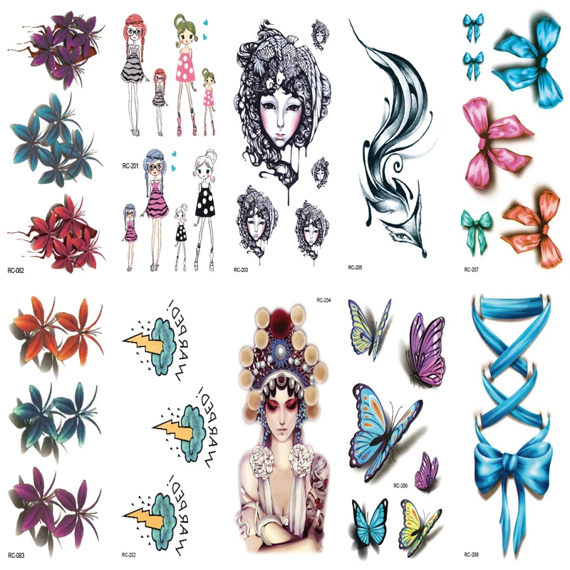 10 шт. тату рукав Сексуальная Талия Плечо переводная наклейка водостойкая