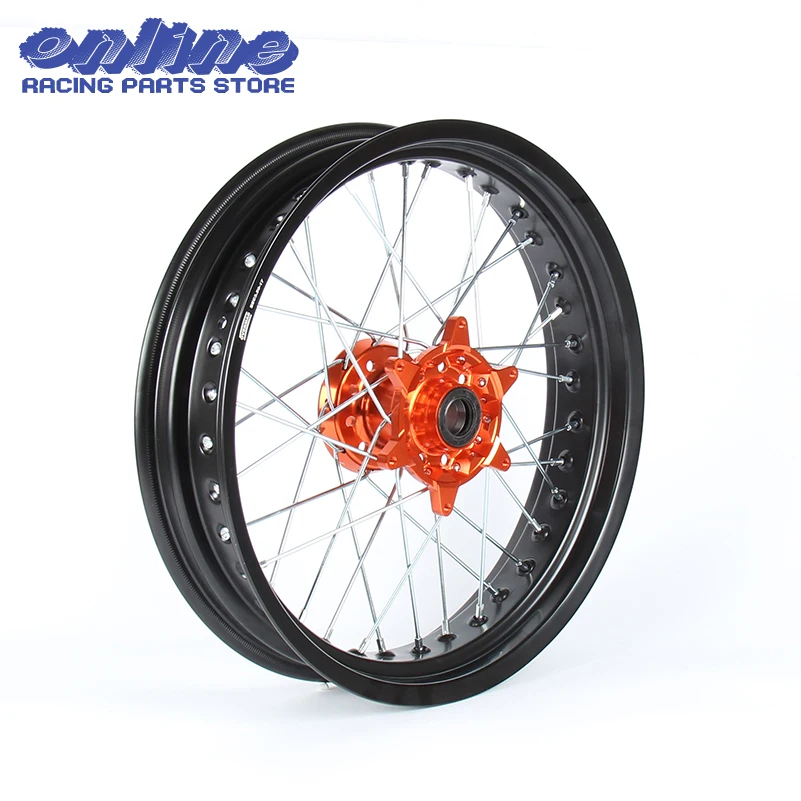 

3.5*17" Supermoto for Front Wheel Orange Hub Rim SX MXC XC GS SXS EXCF SXSF XCG EXC XCW 125 150 200 250 350 450-530 03-2014