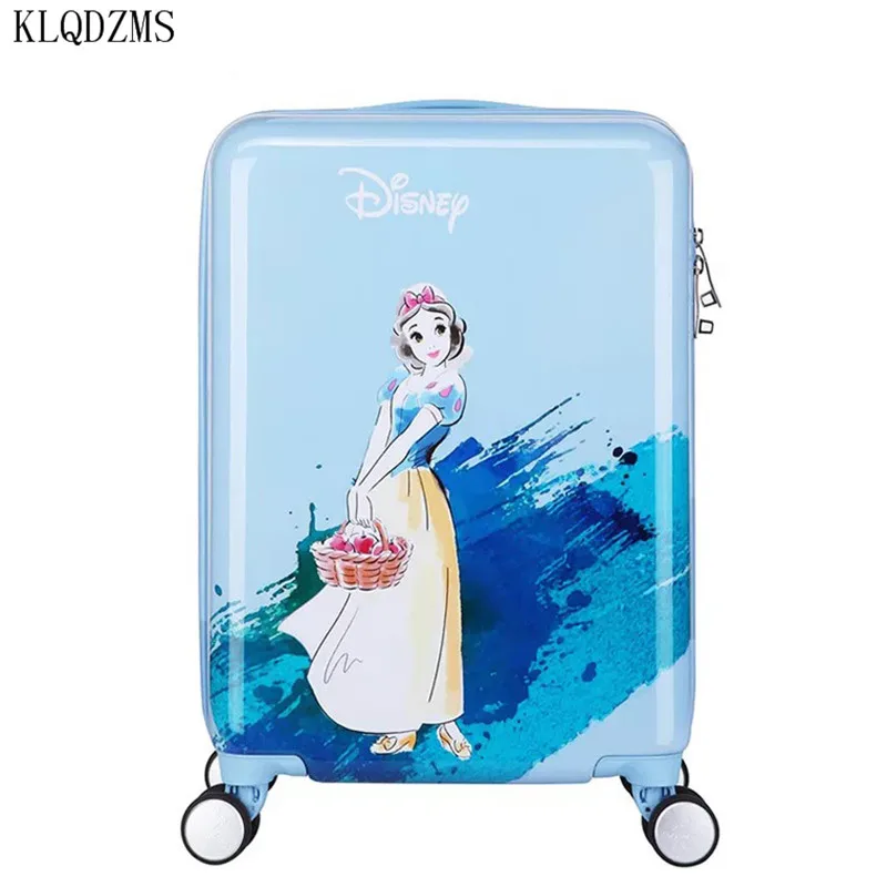

KLQDZMS 20 inches children cartoon ABS+PC rolling luggage trolley suitcase cute snow white travel bag for girls